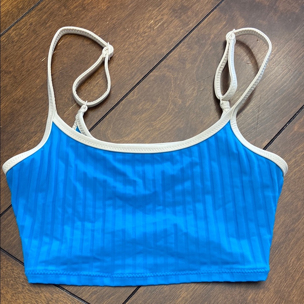 Aerie Blue and Cream Bikini Top